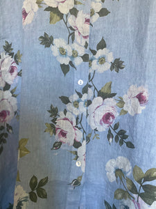 Teddie Floral Linen shirt. Denim Rose