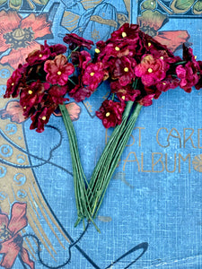 Forget me not Posy of velvet flowers. Antique Burgundy