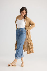 Florette Linen and lace coat. Tobacco