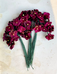 Forget me not Posy of velvet flowers. Antique Burgundy