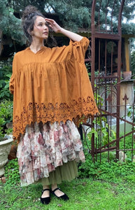 French lace smock. Russet