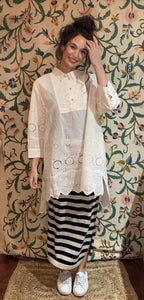 Gwendolyn long lace shirt. Cream