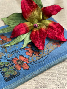 Antique Red velvet Lily millinery flower