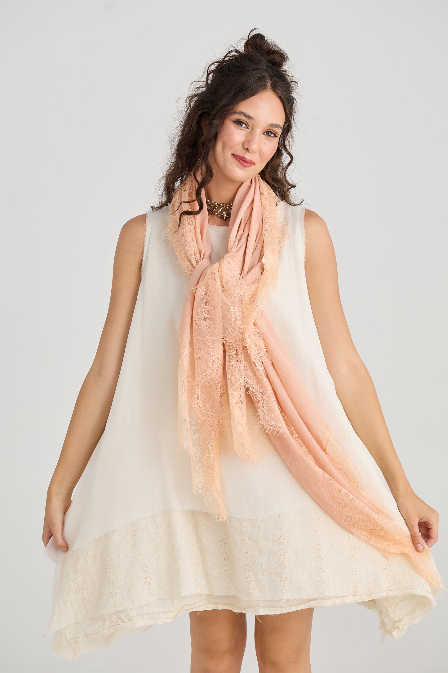 Midsummer`s Dream scarf.  Peach Rose