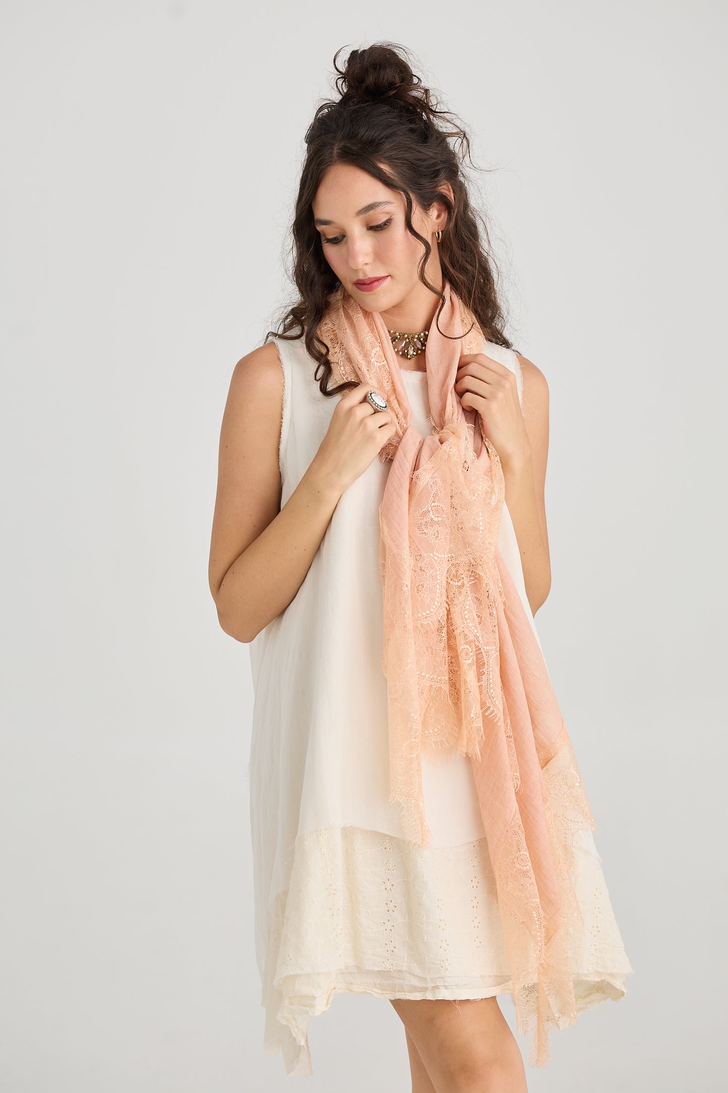 Midsummer`s Dream scarf.  Peach Rose
