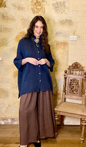 Teddie Linen shirt. French Navy