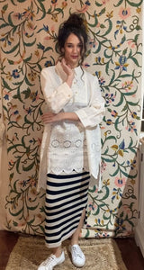 Gwendolyn long lace shirt. Cream