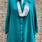 Teddie Linen shirt. Peacock Green