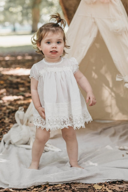 Sugar Plum Baby lace dress. Ivory