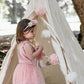 Tulle Pom Pom Garland Bunting 9 balls., Pink and Cream