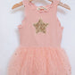 Pink Tulle Star Romper with skirt. Pale pink
