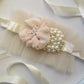 tulle and pearl flower belt. flower girl belt. wedding sash