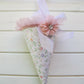 Decorated floral party cone. Pink.
