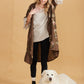 Abigail floral linen  coatdress.  Chocolate