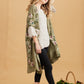 Abigail Floral Linen coatdress . Olive