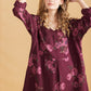 Amelia floral linen dress. Bordeaux