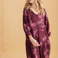 Amelia floral linen dress. Bordeaux