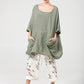 Camilla cotton Top . Olive green