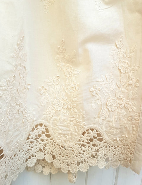 Charlotte Vintage lace shirt dress. Antique cream