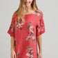 Contessa Linen Floral top . Watermelon