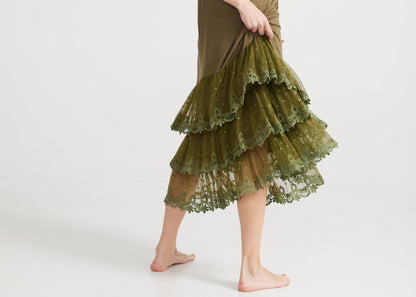 Evangeline slip dress. Moss