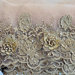 gold glittered lace.  gold on champagne  applique roses