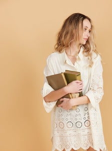 Gwendolyn long lace shirt. Cream