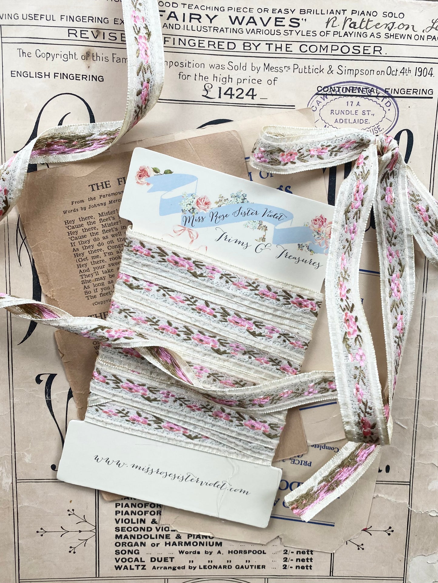 Vintage floral ribbon. 3 meters