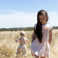 Linen and lace childs pinafore dress