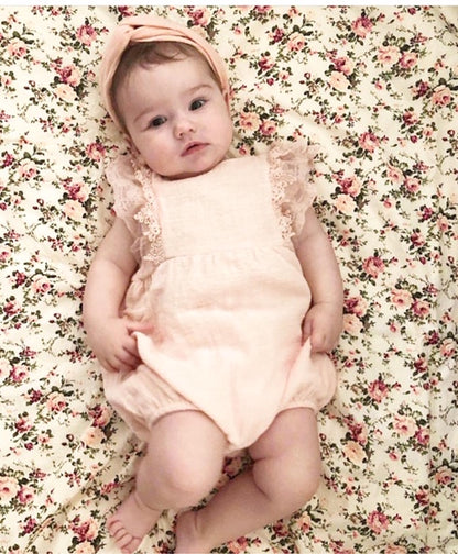 Rosebud Baby Romper. Cream