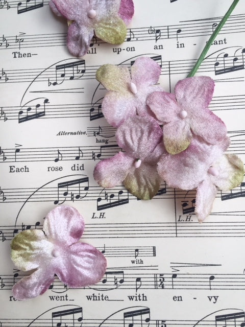 Velvet hydrangea posy pale vintage mauve