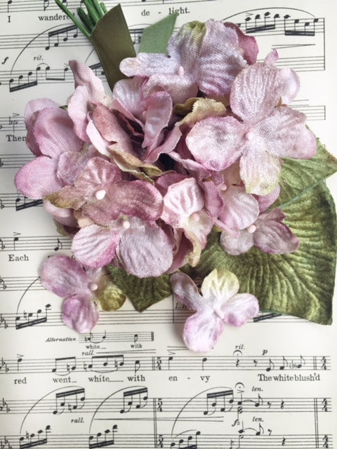 Velvet hydrangea posy pale vintage mauve