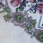 floral vintage beaded lace embellishment panels. lilac and green.
