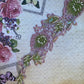 floral vintage beaded lace embellishment panels. lilac and green.