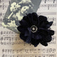 velvet flower brooch. Black.