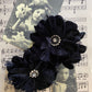 velvet flower brooch. Black.