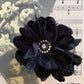 velvet flower brooch. Black.