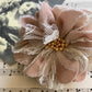 Tea dyed velvet and lace flower brooch.