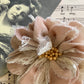 Tea dyed velvet and lace flower brooch.