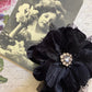 velvet flower brooch. Black.