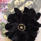 velvet flower brooch. Black.