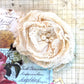 crochet lace rose brooch. Antique cream. vintage rose and coffee.