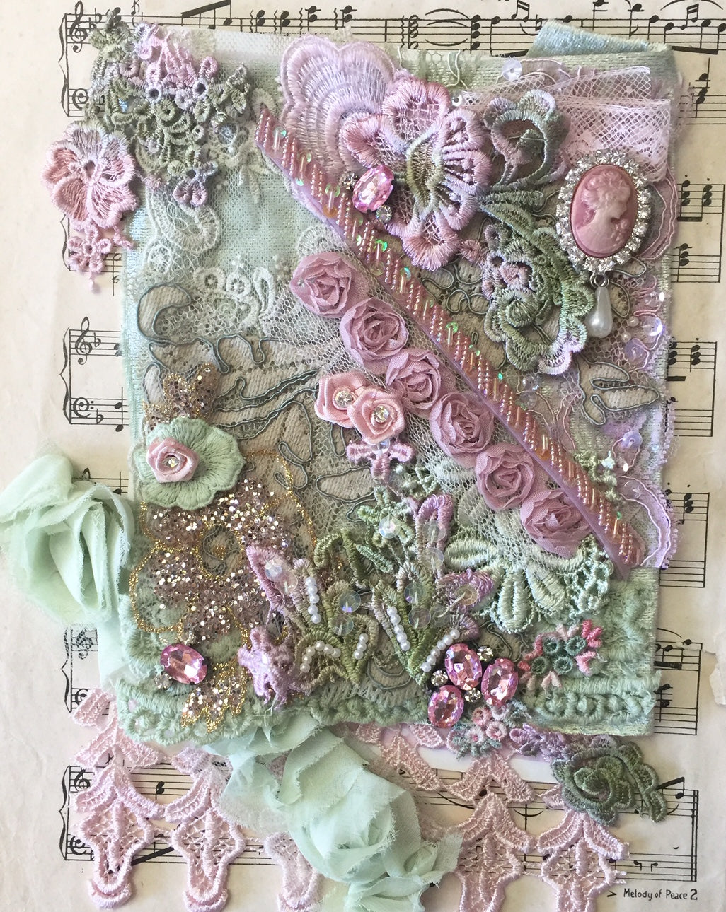 Embellishment Pack. Marie Antoinette Pink and Green.