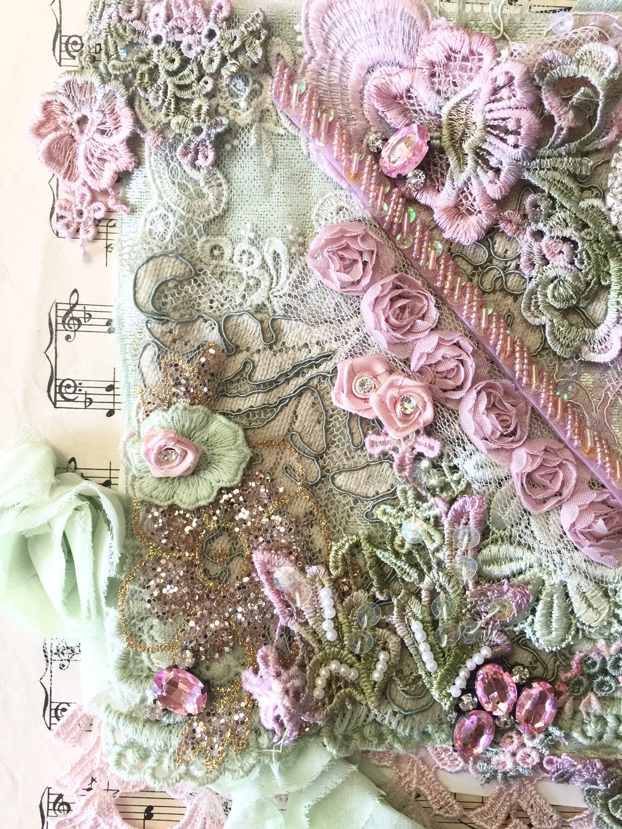 Embellishment Pack. Marie Antoinette Pink and Green.