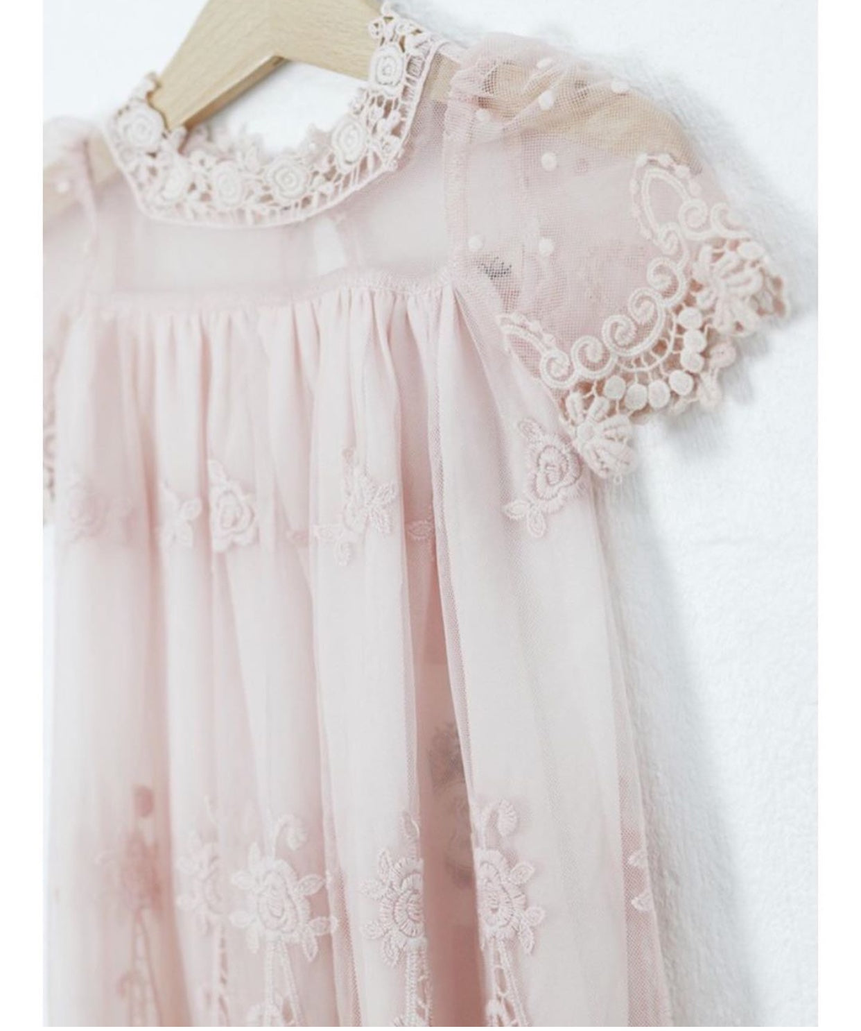 Heirloom Cherub Lace baby dress . Blush & cream