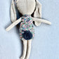 Rosebud Bunny toy. Blue & Pink.
