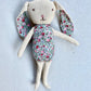 Rosebud Bunny toy. Blue & Pink.