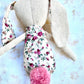 Rose Bunny toy. Floral pink roses.