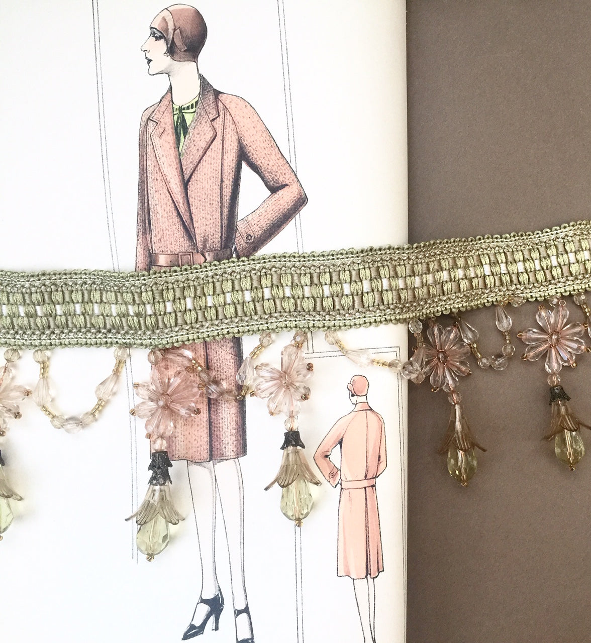 Fairybell flower bead.   Champagne and Olive