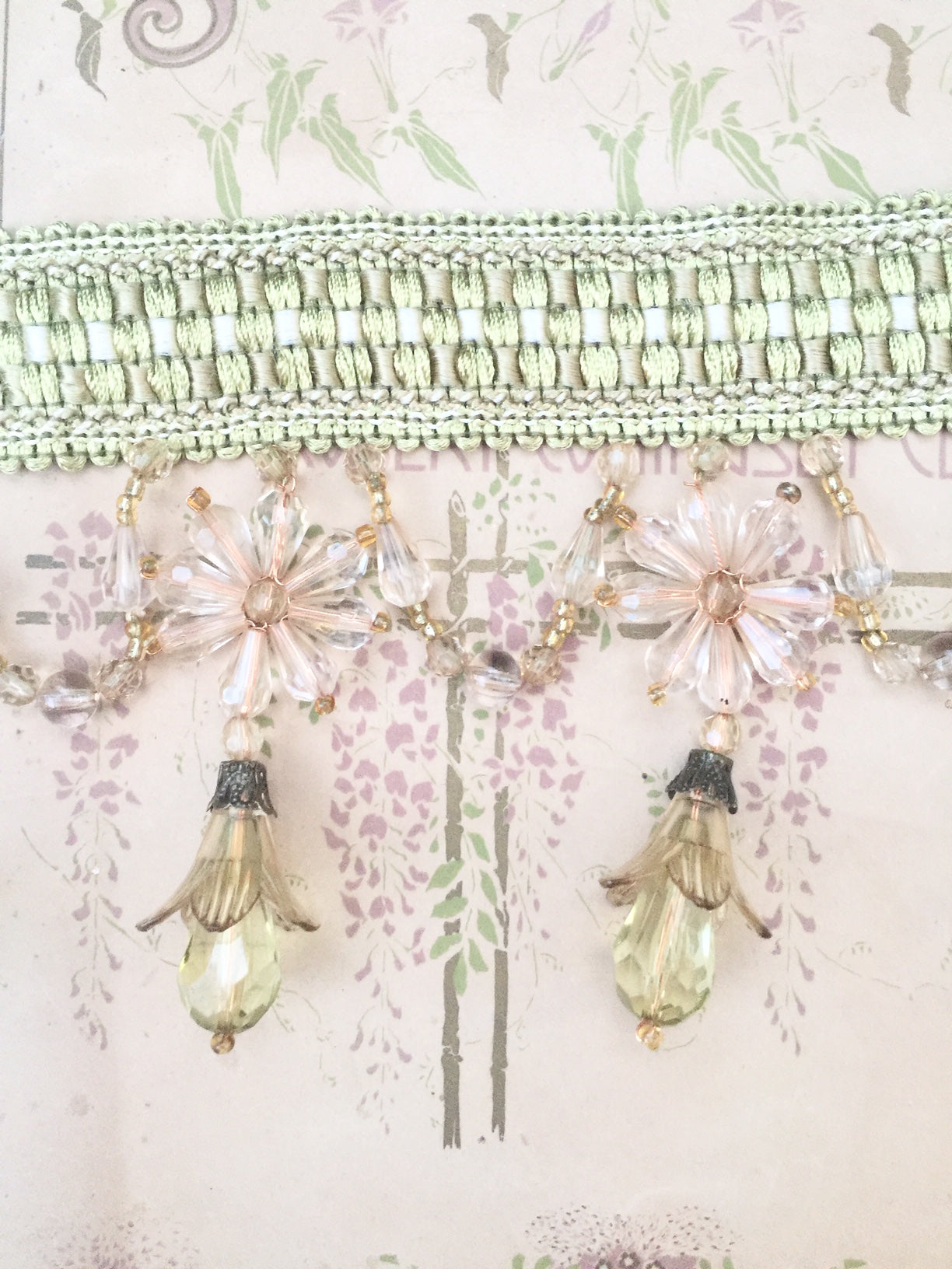 Fairybell flower bead.   Champagne and Olive